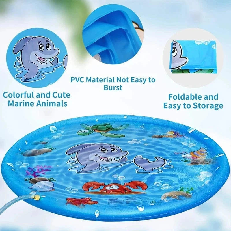 Snuffle Snouts 170cm Summer Dog Toy Splash Sprinkler Pad Pet Swimming Pool Interactive for Pet Children Interactive Outdoor Play Water Mat Toys