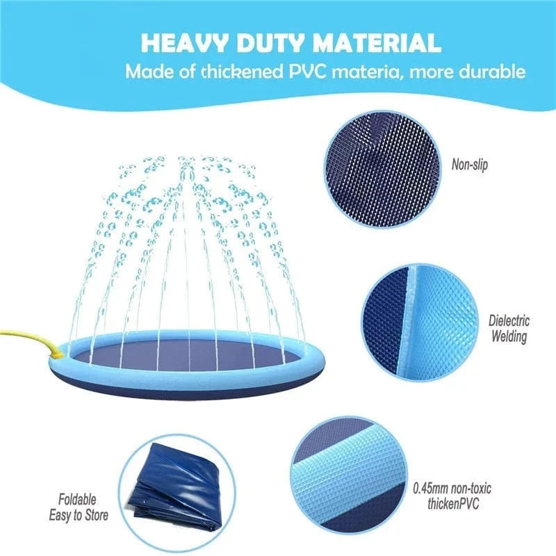 Snuffle Snouts 170cm Summer Dog Toy Splash Sprinkler Pad Pet Swimming Pool Interactive for Pet Children Interactive Outdoor Play Water Mat Toys
