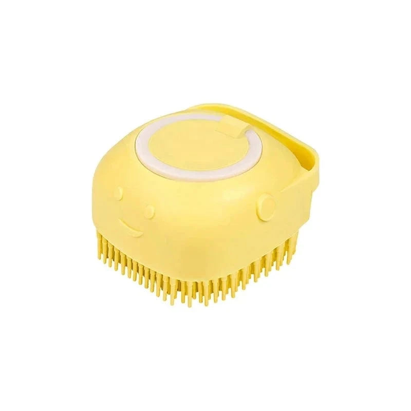 Snuffle Snouts 1x Yellow Dog Bath Brush Silicone Pet Shampoo Brush Soap Dog Scrubber Cat Massage Grooming Wash Comb Soft Rubber Puppy Clean Brush