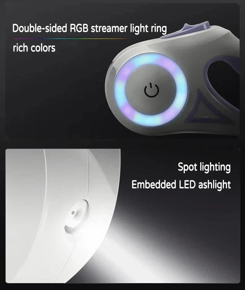 Snuffle Snouts 2025 LED Retractable Leash with light for Puppies Small Medium 2 dogs Cats Pet Harness straps collar Accessories 3m 5m Roulette