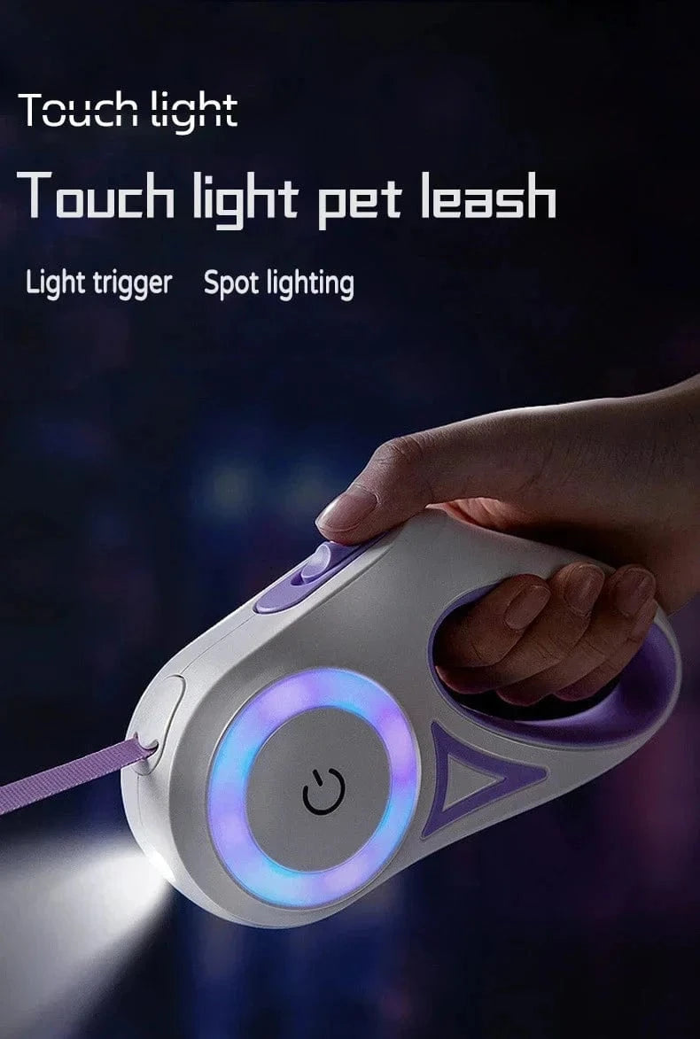 Snuffle Snouts 2025 LED Retractable Leash with light for Puppies Small Medium 2 dogs Cats Pet Harness straps collar Accessories 3m 5m Roulette