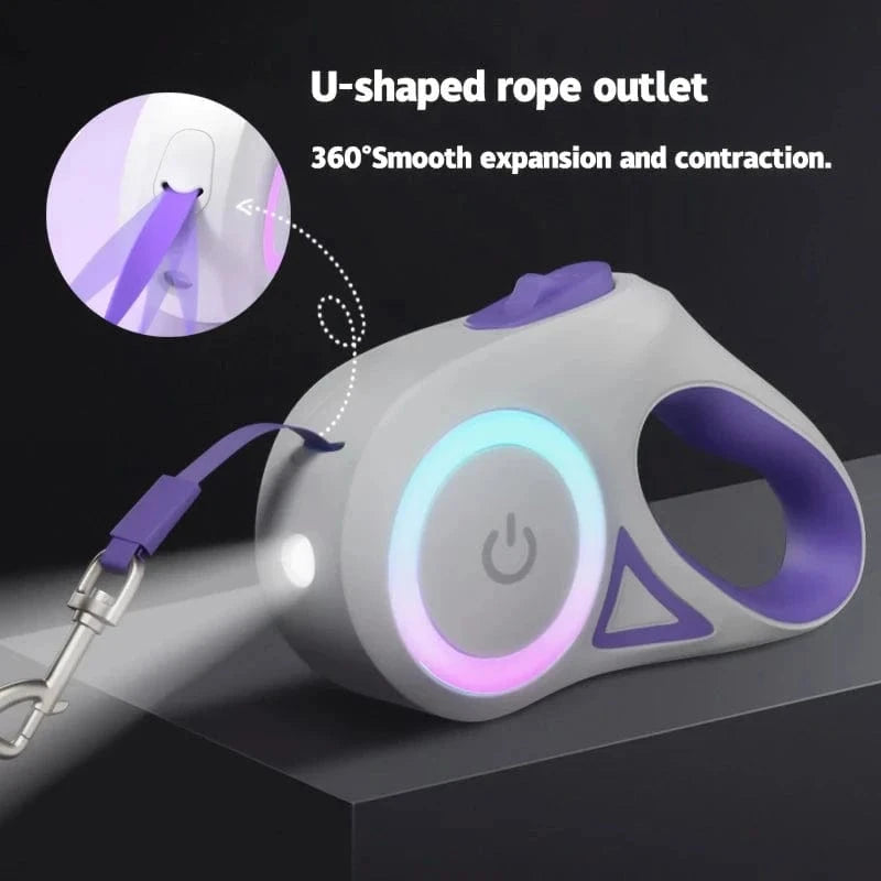 Snuffle Snouts 2025 LED Retractable Leash with light for Puppies Small Medium 2 dogs Cats Pet Harness straps collar Accessories 3m 5m Roulette