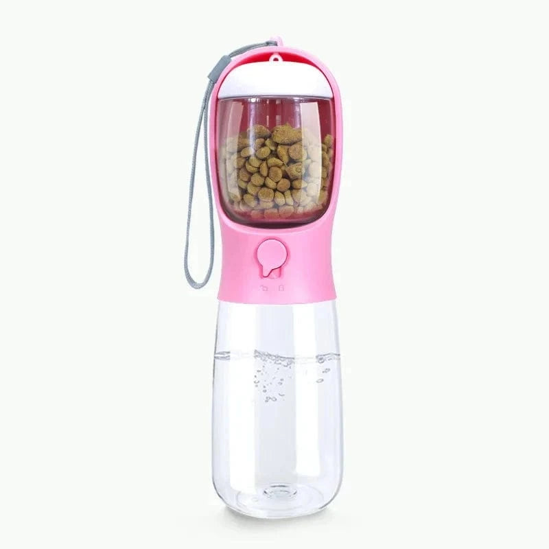 Snuffle Snouts 550ML add 100g Pink / CHINA Portable Water Bottle For Dogs Puppy Drinking Bottle Travel Pet Drinker Leakproof Dog Bowl Food Containers Dog Accessories