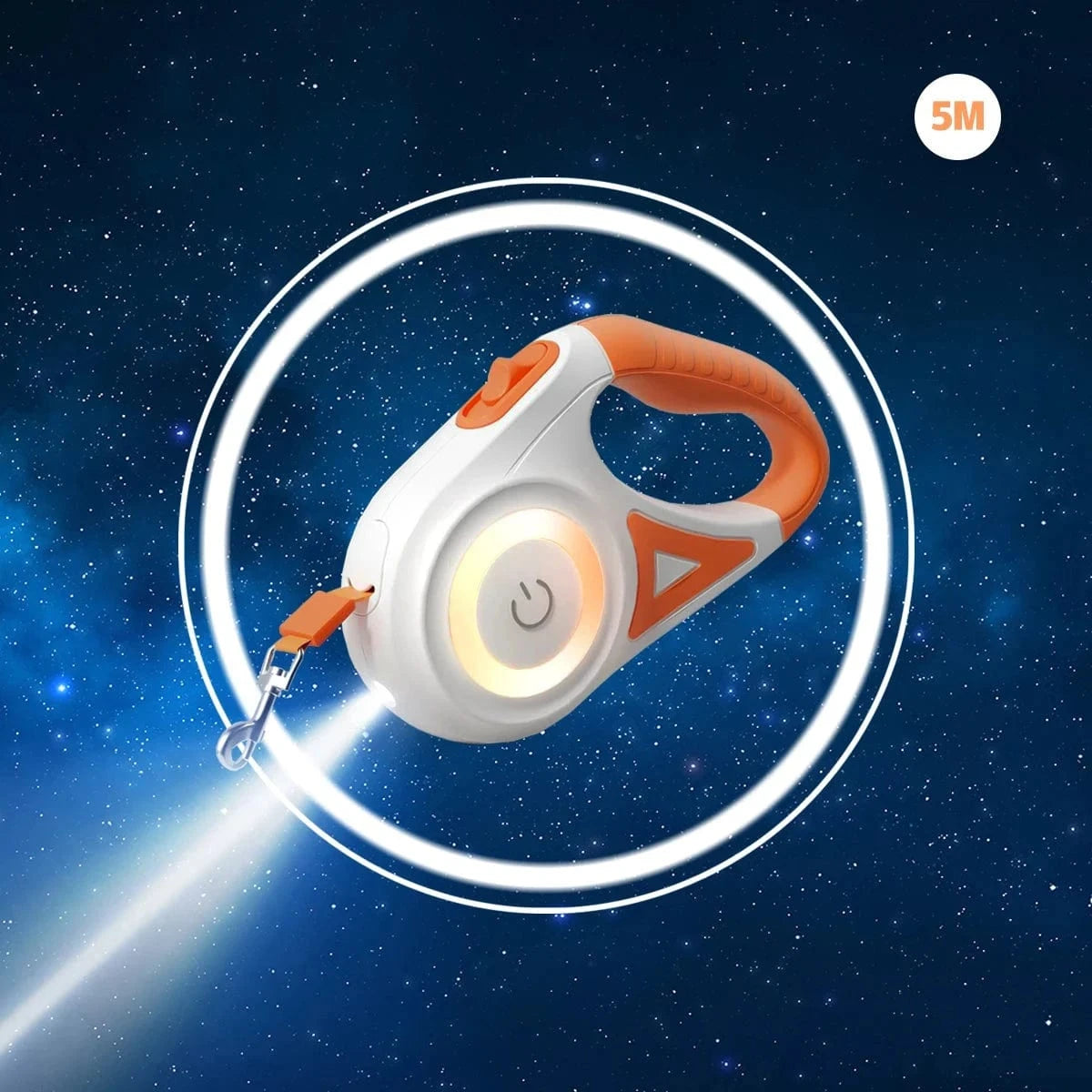 Snuffle Snouts 5M Orange 2025 LED Retractable Leash with light for Puppies Small Medium 2 dogs Cats Pet Harness straps collar Accessories 3m 5m Roulette