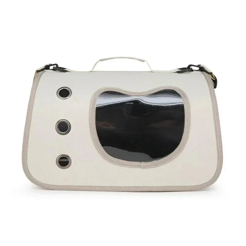 Snuffle Snouts Beige Expandable 3-in-1 Cat Carrier Bag Lightweight Foldable Handheld Tote with Privacy Cover for Small Cats Dogs Travel Accessories