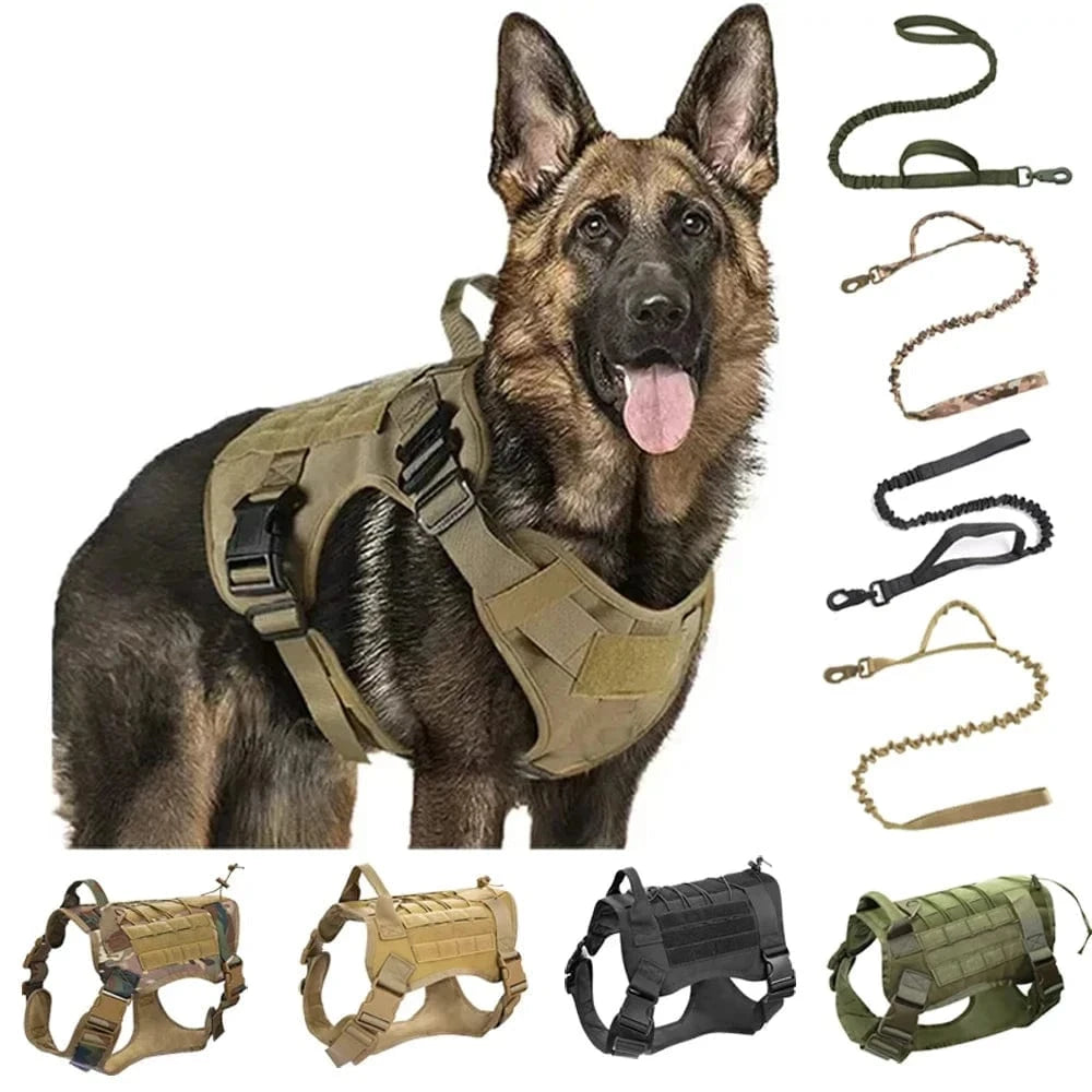 Snuffle Snouts Big Dog Harness Vest Breathable Easy Handle Tactics Dog Collar Medium Strong Nylon Elastic Pet Dog Leash