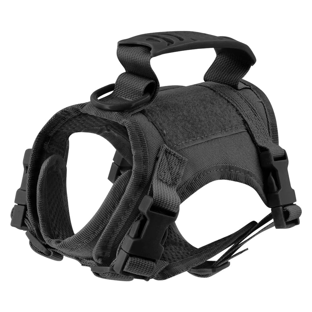 Snuffle Snouts Black harness Tactical Cat Harness For Walking Escape Proof Adjustable Pet Vest Harness Soft Mesh With Control Handle For Large Cat Small Dog
