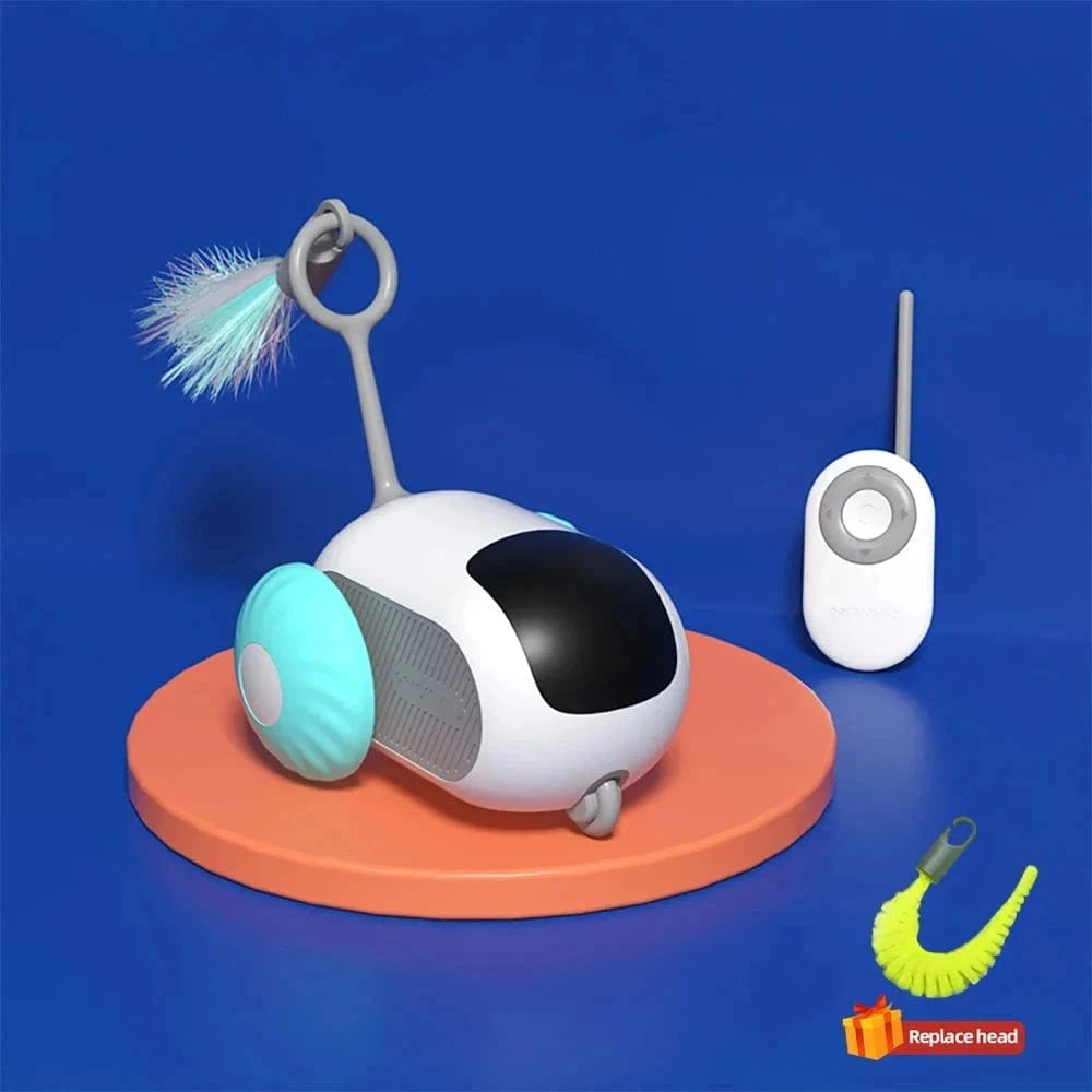 Snuffle Snouts Blue Smart Cat Toy 2 Modes Automatic Moving Remote Controlled Toy Car for Cats Dogs Interactive Playing Kitten Training Pet Supplies
