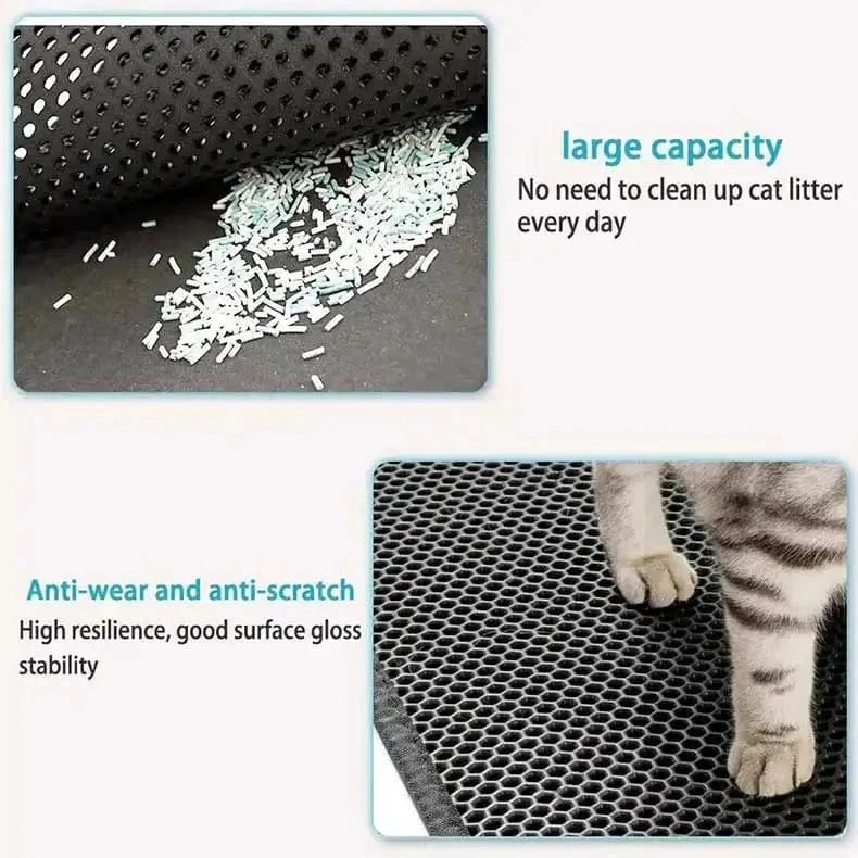 Snuffle Snouts Cat Litter Mat Double Layer Cat Litter Box Waterproof Mat Non-slip Sand Cat Foldable Pad Washable Mat Pet Clean Supplies
