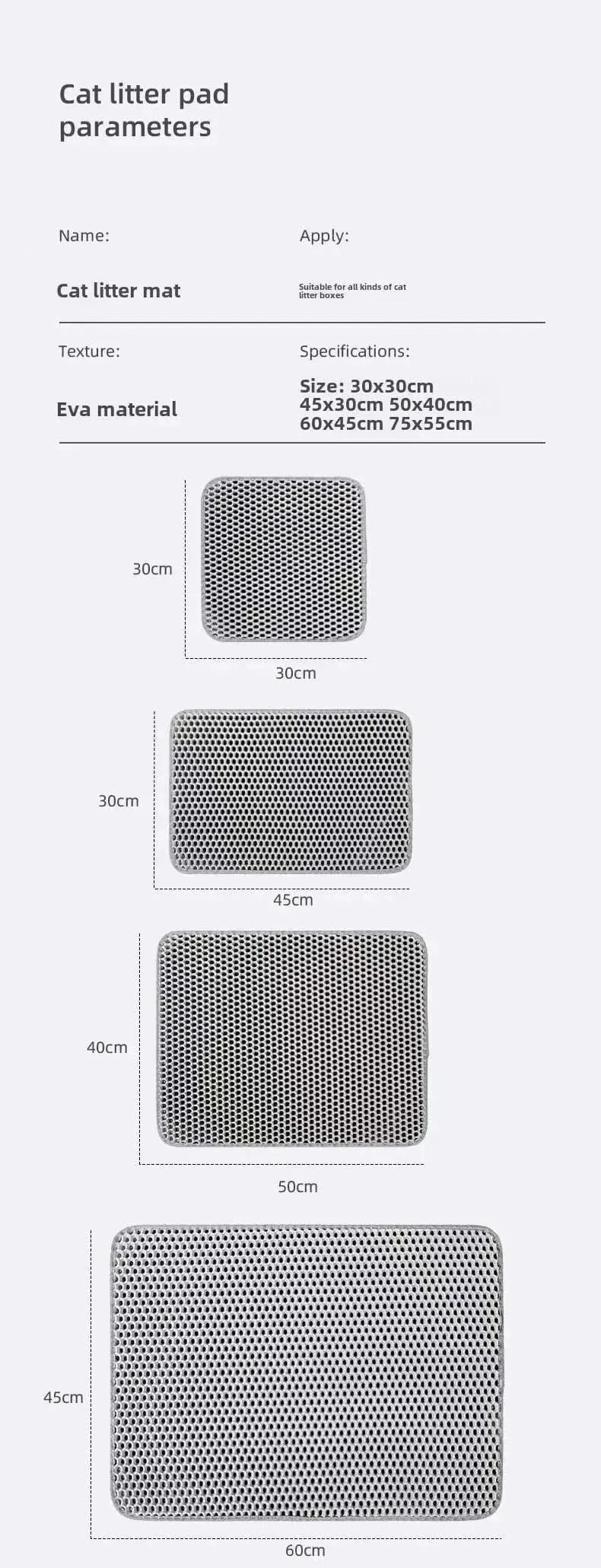 Snuffle Snouts Cat Litter Mat Double Layer Cat Litter Box Waterproof Mat Non-slip Sand Cat Foldable Pad Washable Mat Pet Clean Supplies