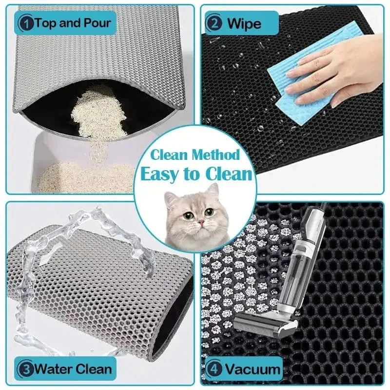 Snuffle Snouts Cat Litter Mat Double Layer Cat Litter Box Waterproof Mat Non-slip Sand Cat Foldable Pad Washable Mat Pet Clean Supplies