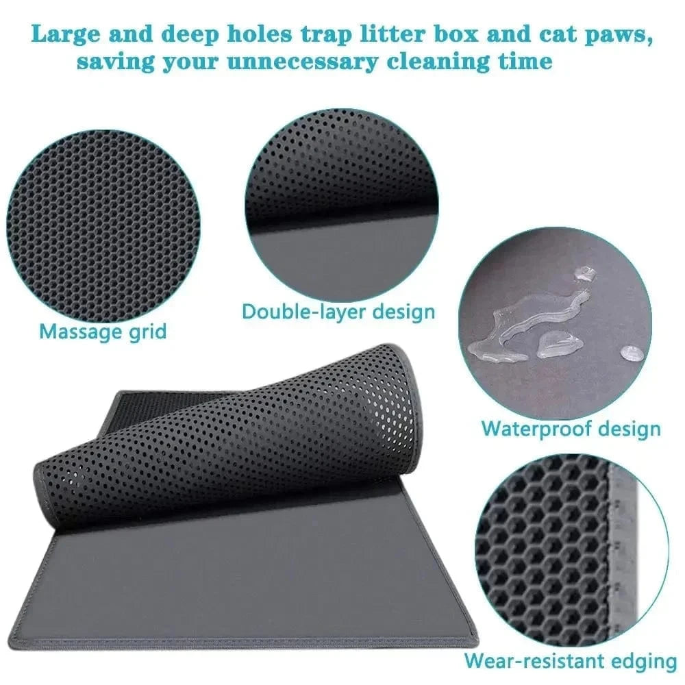 Snuffle Snouts Cat Litter Mat Double Layer Cat Litter Box Waterproof Mat Non-slip Sand Cat Foldable Pad Washable Mat Pet Clean Supplies