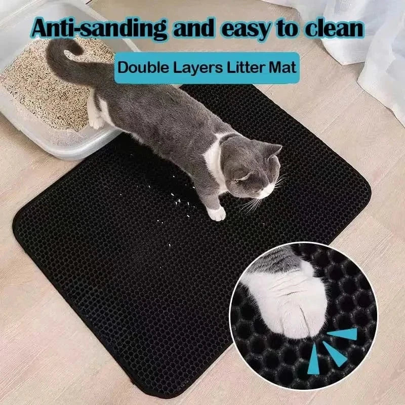 Snuffle Snouts Cat Litter Mat Double Layer Cat Litter Box Waterproof Mat Non-slip Sand Cat Foldable Pad Washable Mat Pet Clean Supplies