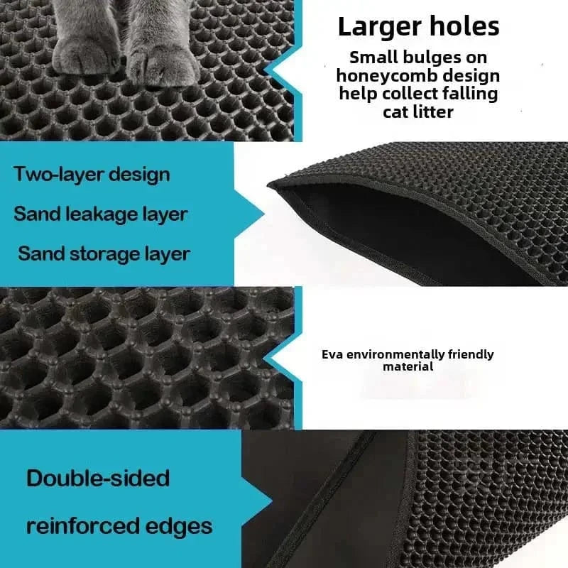 Snuffle Snouts Cat Litter Mat Double Layer Cat Litter Box Waterproof Mat Non-slip Sand Cat Foldable Pad Washable Mat Pet Clean Supplies