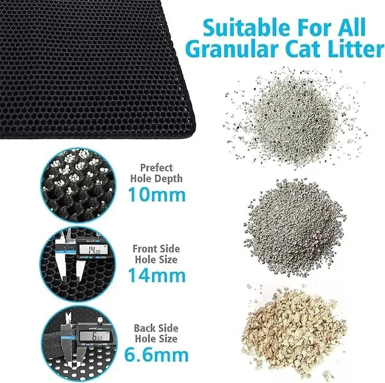 Snuffle Snouts Cat Litter Mat Double Layer Cat Litter Box Waterproof Mat Non-slip Sand Cat Foldable Pad Washable Mat Pet Clean Supplies