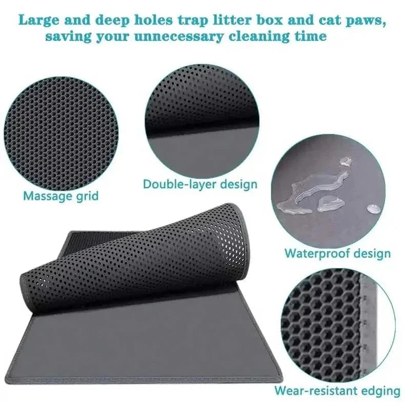 Snuffle Snouts Cat Litter Mat Double Layer Cat Litter Box Waterproof Mat Non-slip Sand Cat Foldable Pad Washable Mat Pet Clean Supplies