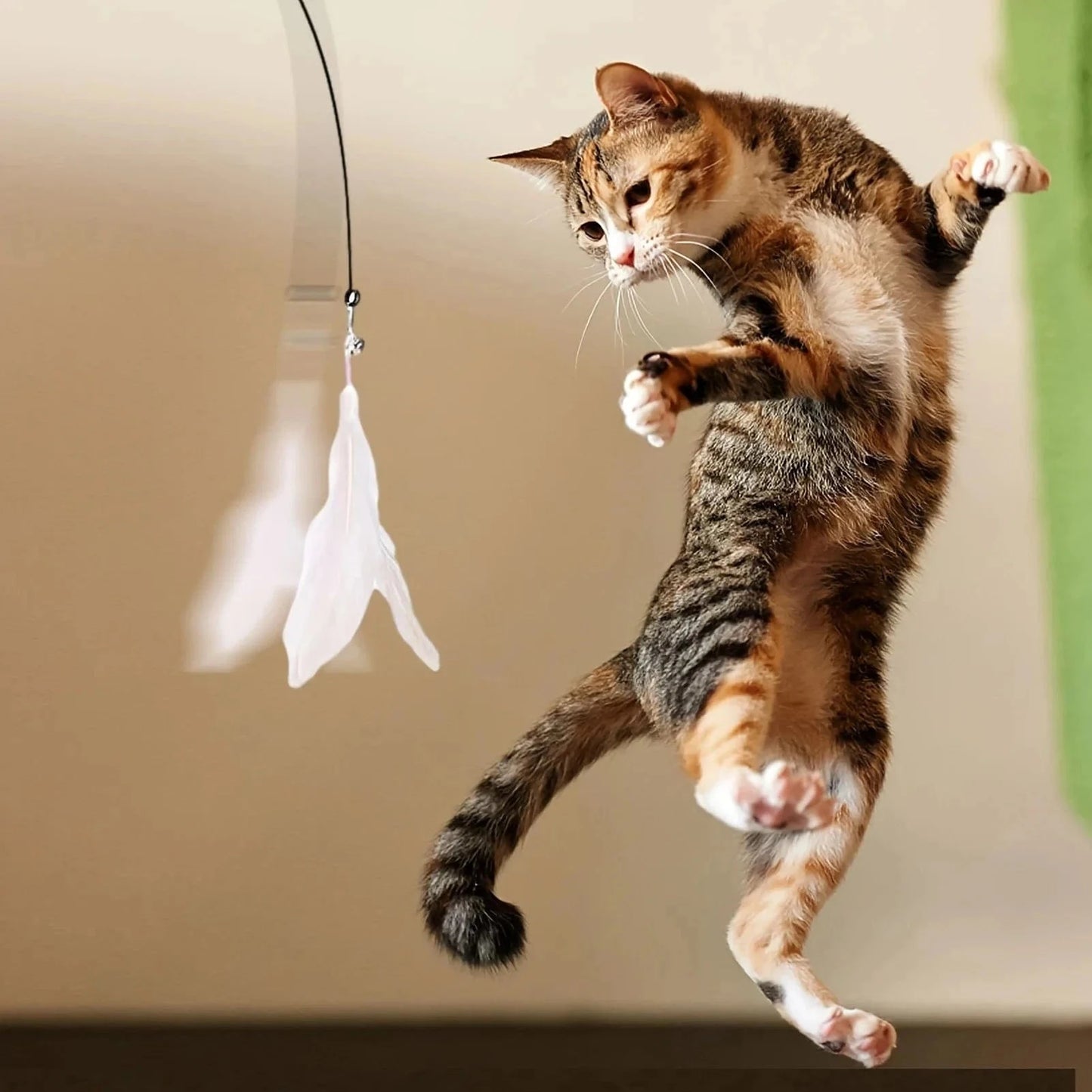 Snuffle Snouts Cat Teaser Toy - Interactive Bell & Feather Wand - Long Suction Cup Pole for Exciting Playtime Adventures - Ultimate Cat Toy