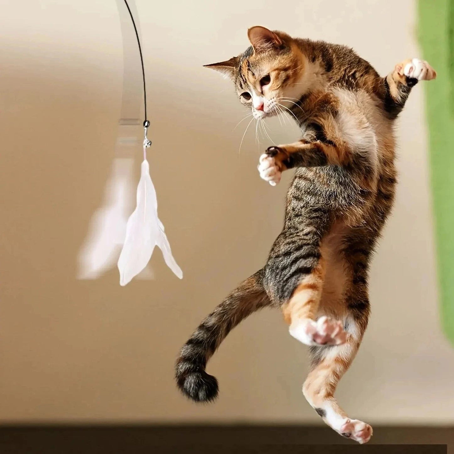 Snuffle Snouts Cat Teaser Toy - Interactive Bell & Feather Wand - Long Suction Cup Pole for Exciting Playtime Adventures - Ultimate Cat Toy