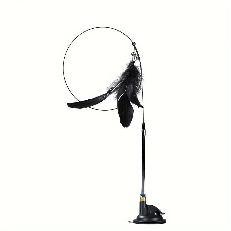 Snuffle Snouts Cat Teaser Toy - Interactive Bell & Feather Wand - Long Suction Cup Pole for Exciting Playtime Adventures - Ultimate Cat Toy