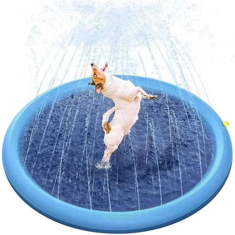 Snuffle Snouts dark blue / 170cm 170cm Summer Dog Toy Splash Sprinkler Pad Pet Swimming Pool Interactive for Pet Children Interactive Outdoor Play Water Mat Toys