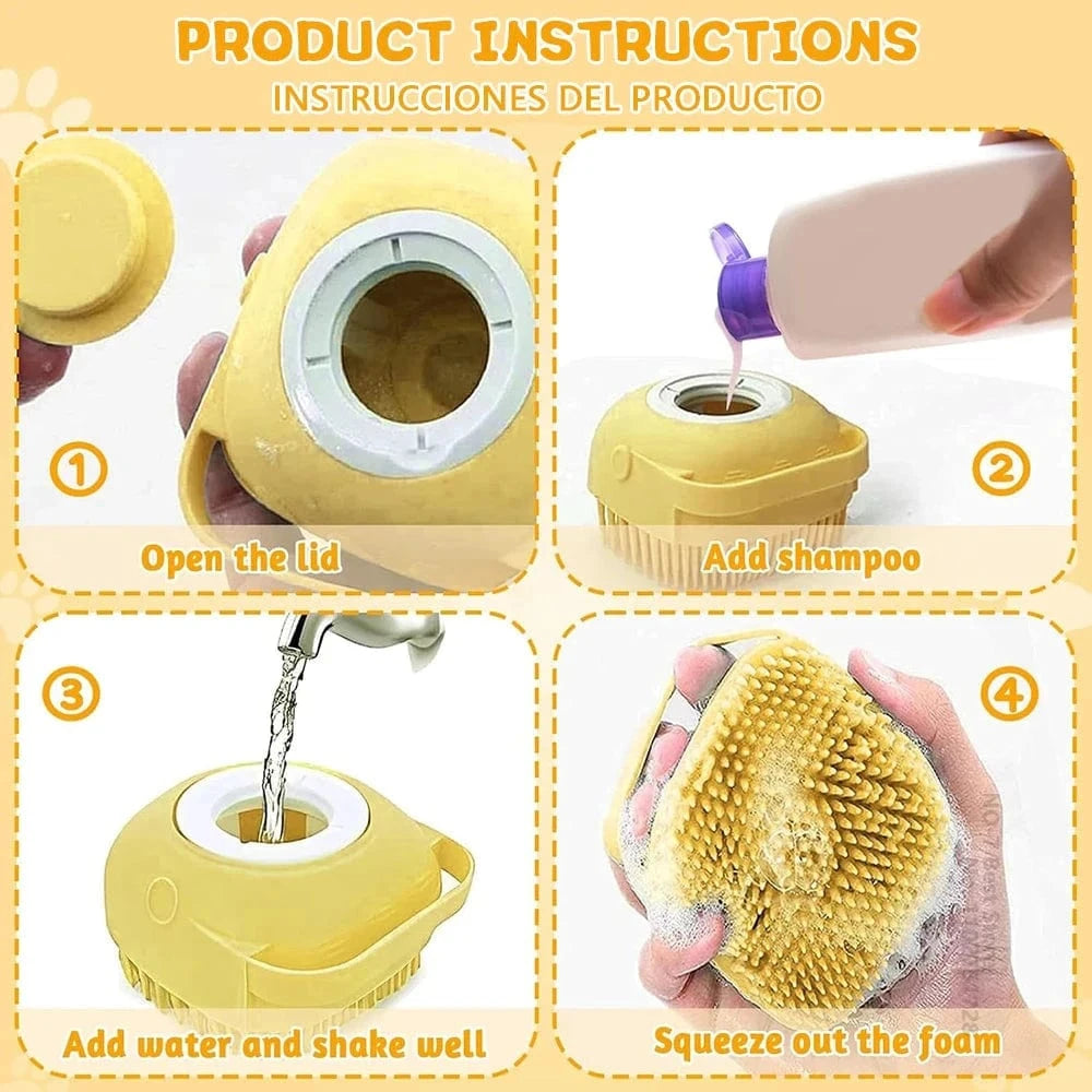 Snuffle Snouts Dog Bath Brush Silicone Pet Shampoo Brush Soap Dog Scrubber Cat Massage Grooming Wash Comb Soft Rubber Puppy Clean Brush