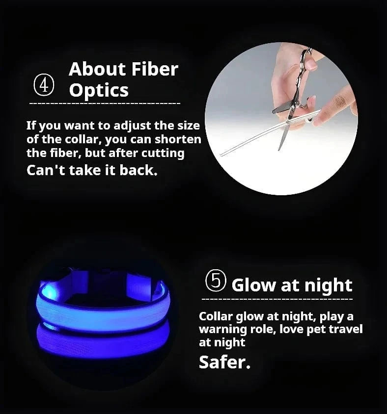 Snuffle Snouts Dog Collar Nylon LED Night Safety Flashing Glow In The Dark Pet Dog Leash pet Dogs Luminous Fluorescent dog accessories collar