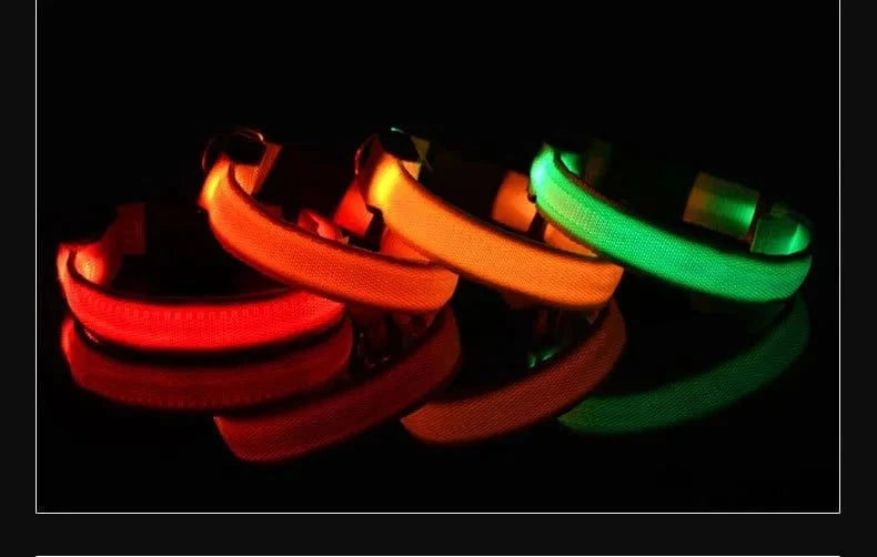Snuffle Snouts Dog Collar Nylon LED Night Safety Flashing Glow In The Dark Pet Dog Leash pet Dogs Luminous Fluorescent dog accessories collar