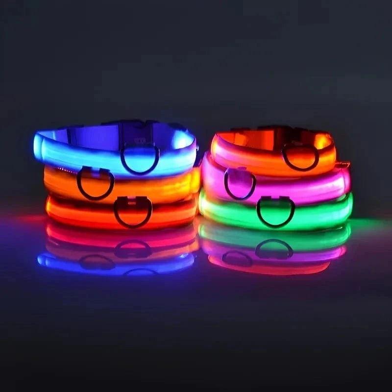 Snuffle Snouts Dog Collar Nylon LED Night Safety Flashing Glow In The Dark Pet Dog Leash pet Dogs Luminous Fluorescent dog accessories collar