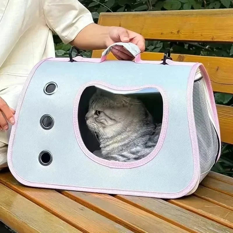 Snuffle Snouts Expandable 3-in-1 Cat Carrier Bag Lightweight Foldable Handheld Tote with Privacy Cover for Small Cats Dogs Travel Accessories