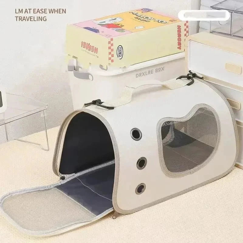 Snuffle Snouts Expandable 3-in-1 Cat Carrier Bag Lightweight Foldable Handheld Tote with Privacy Cover for Small Cats Dogs Travel Accessories