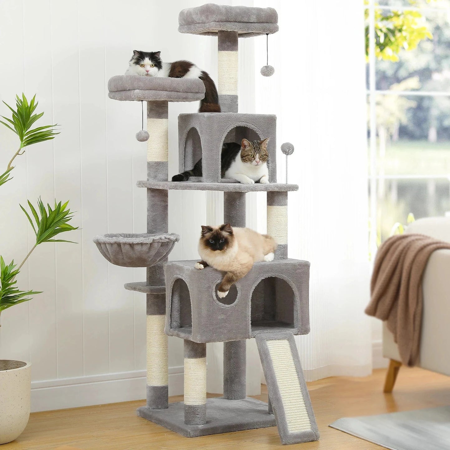 Snuffle Snouts Free Shipping Multi-Level Cat Tree For Cats With Cozy Perches Stable Cat Climbing Frame Cat Scratch Board Toys Cat Furniture