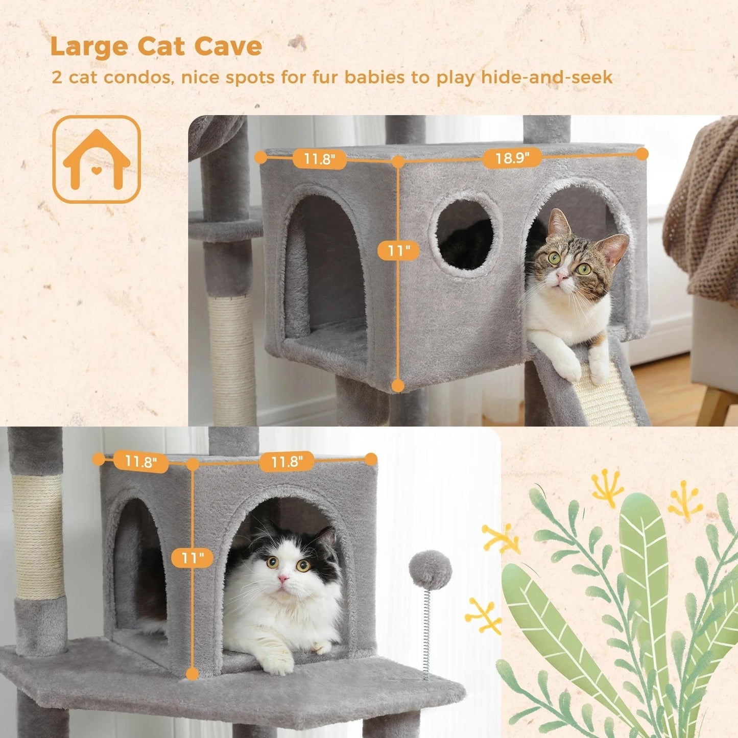Snuffle Snouts Free Shipping Multi-Level Cat Tree For Cats With Cozy Perches Stable Cat Climbing Frame Cat Scratch Board Toys Cat Furniture