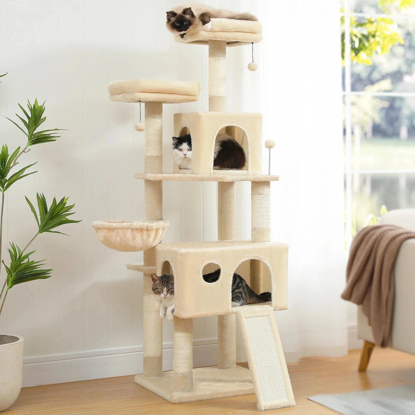 Snuffle Snouts Free Shipping Multi-Level Cat Tree For Cats With Cozy Perches Stable Cat Climbing Frame Cat Scratch Board Toys Cat Furniture