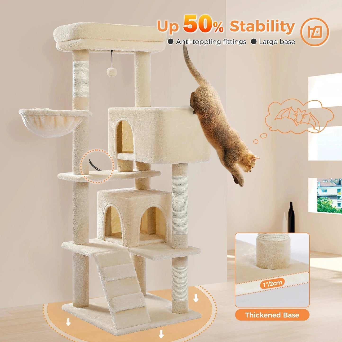 Snuffle Snouts Free Shipping Multi-Level Cat Tree For Cats With Cozy Perches Stable Cat Climbing Frame Cat Scratch Board Toys Cat Furniture