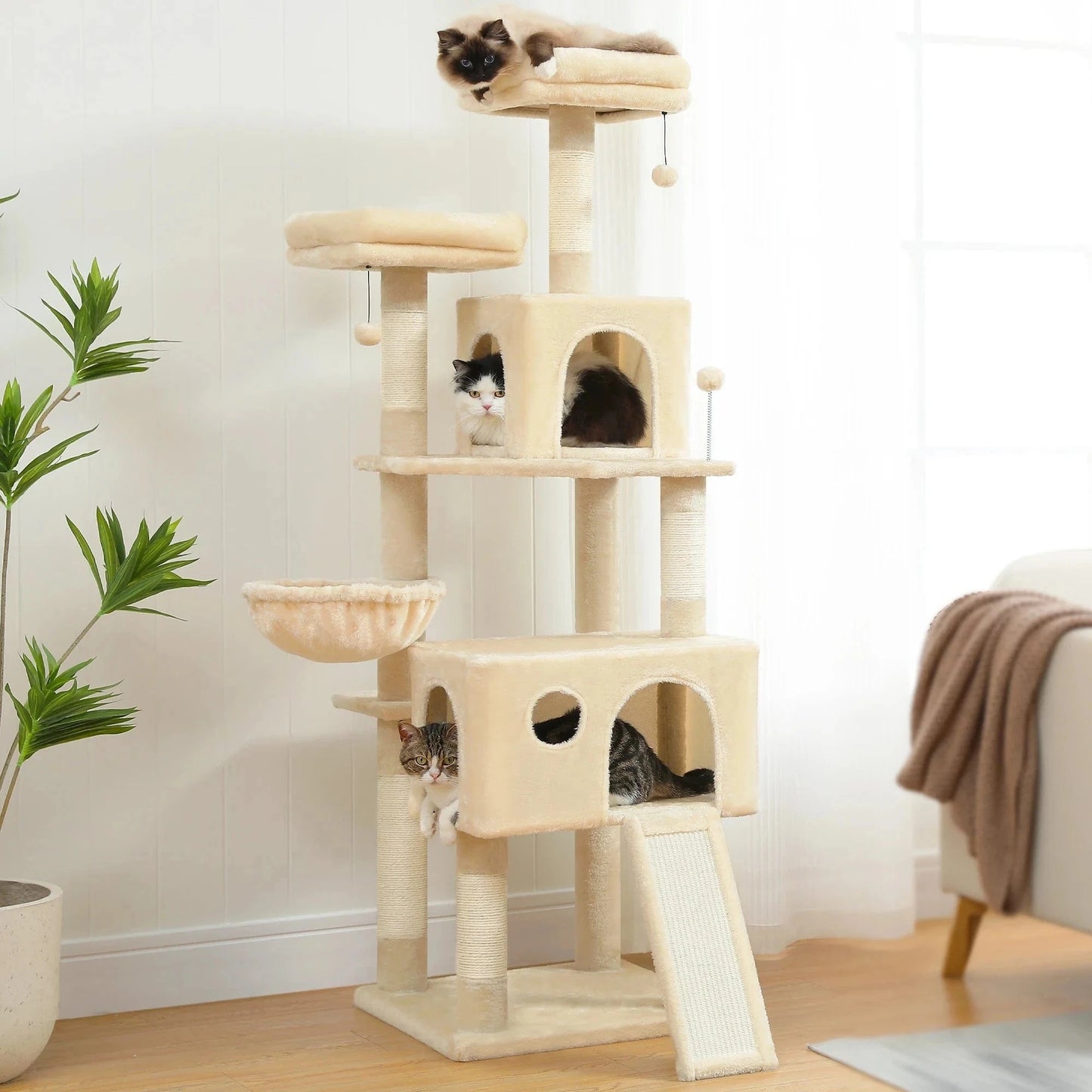Snuffle Snouts Free Shipping Multi-Level Cat Tree For Cats With Cozy Perches Stable Cat Climbing Frame Cat Scratch Board Toys Cat Furniture