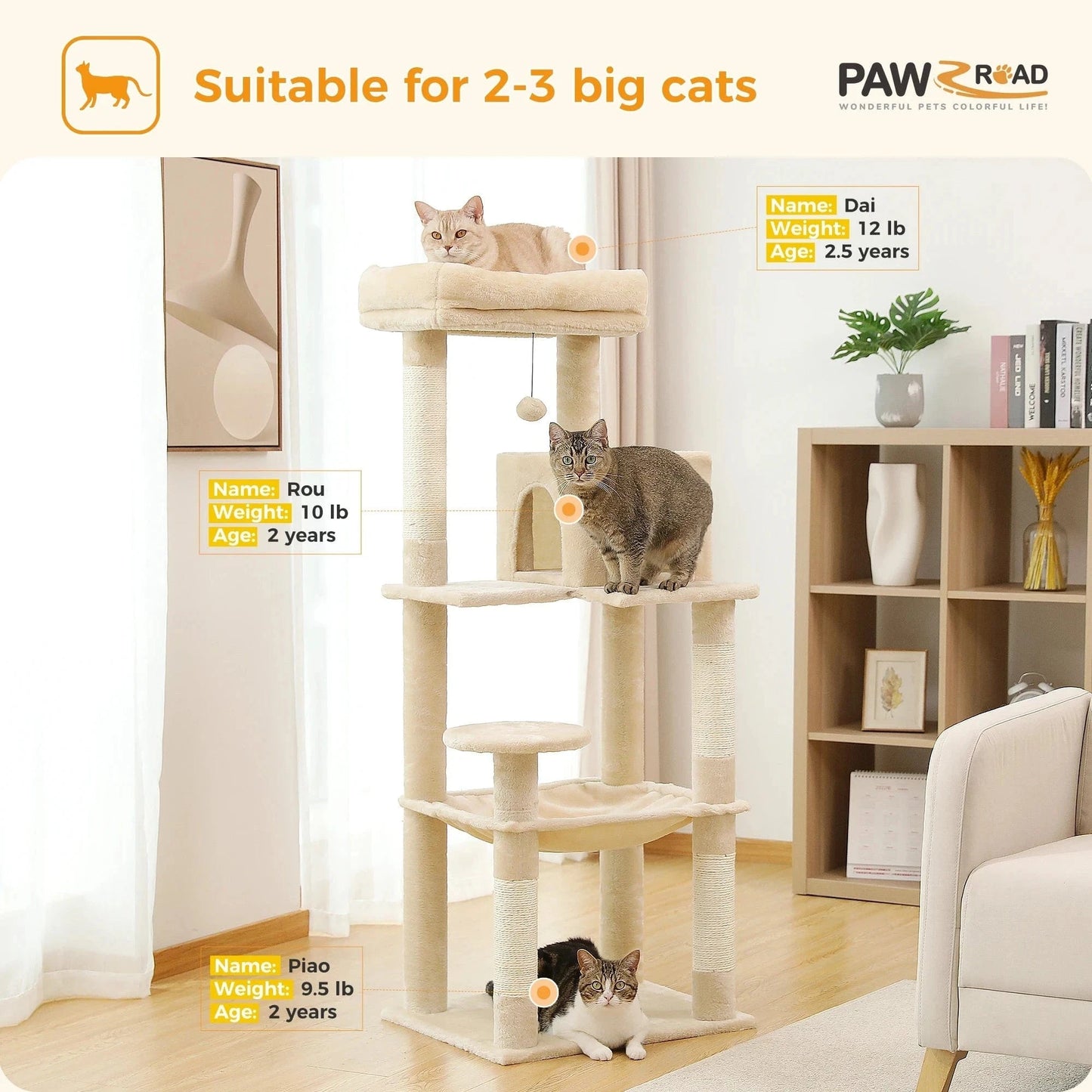 Snuffle Snouts Free Shipping Multi-Level Cat Tree For Cats With Cozy Perches Stable Cat Climbing Frame Cat Scratch Board Toys Cat Furniture