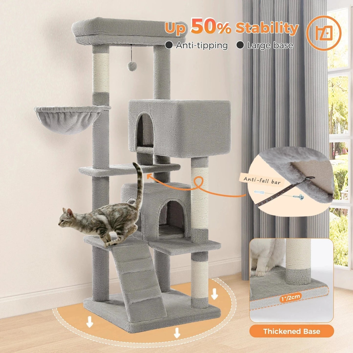 Snuffle Snouts Free Shipping Multi-Level Cat Tree For Cats With Cozy Perches Stable Cat Climbing Frame Cat Scratch Board Toys Cat Furniture