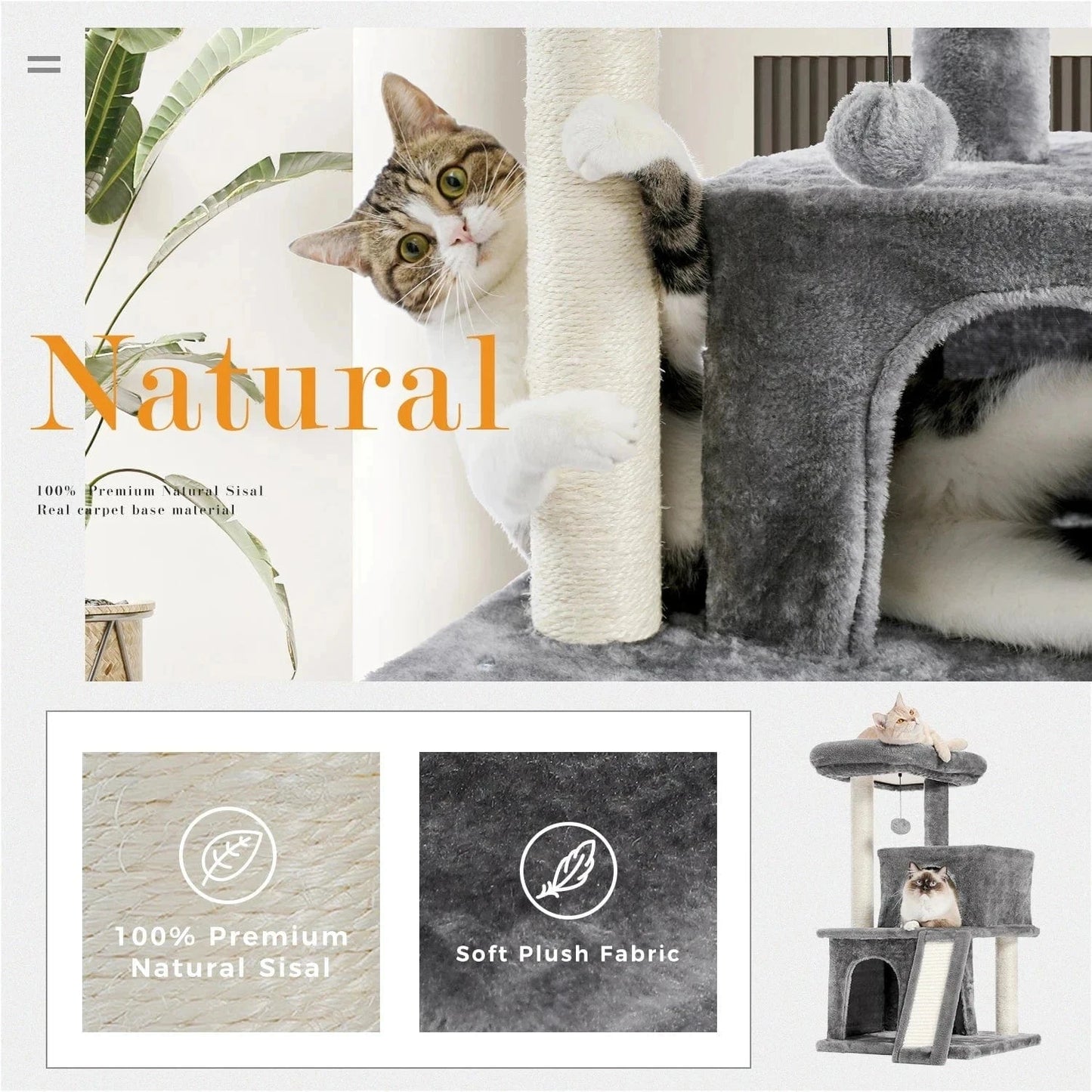 Snuffle Snouts Free Shipping Multi-Level Cat Tree For Cats With Cozy Perches Stable Cat Climbing Frame Cat Scratch Board Toys Cat Furniture