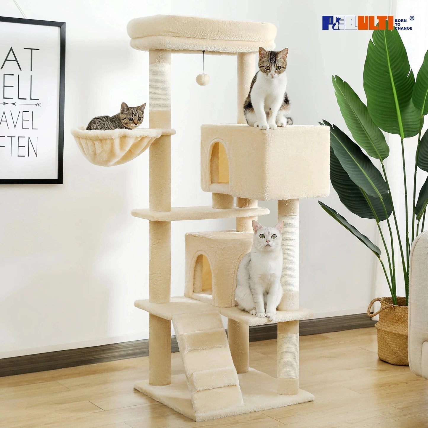 Snuffle Snouts Free Shipping Multi-Level Cat Tree For Cats With Cozy Perches Stable Cat Climbing Frame Cat Scratch Board Toys Cat Furniture