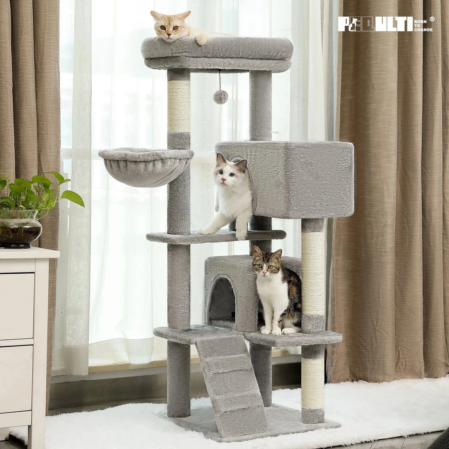Snuffle Snouts Free Shipping Multi-Level Cat Tree For Cats With Cozy Perches Stable Cat Climbing Frame Cat Scratch Board Toys Cat Furniture