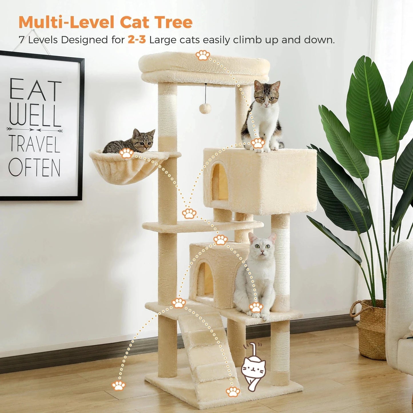 Snuffle Snouts Free Shipping Multi-Level Cat Tree For Cats With Cozy Perches Stable Cat Climbing Frame Cat Scratch Board Toys Cat Furniture