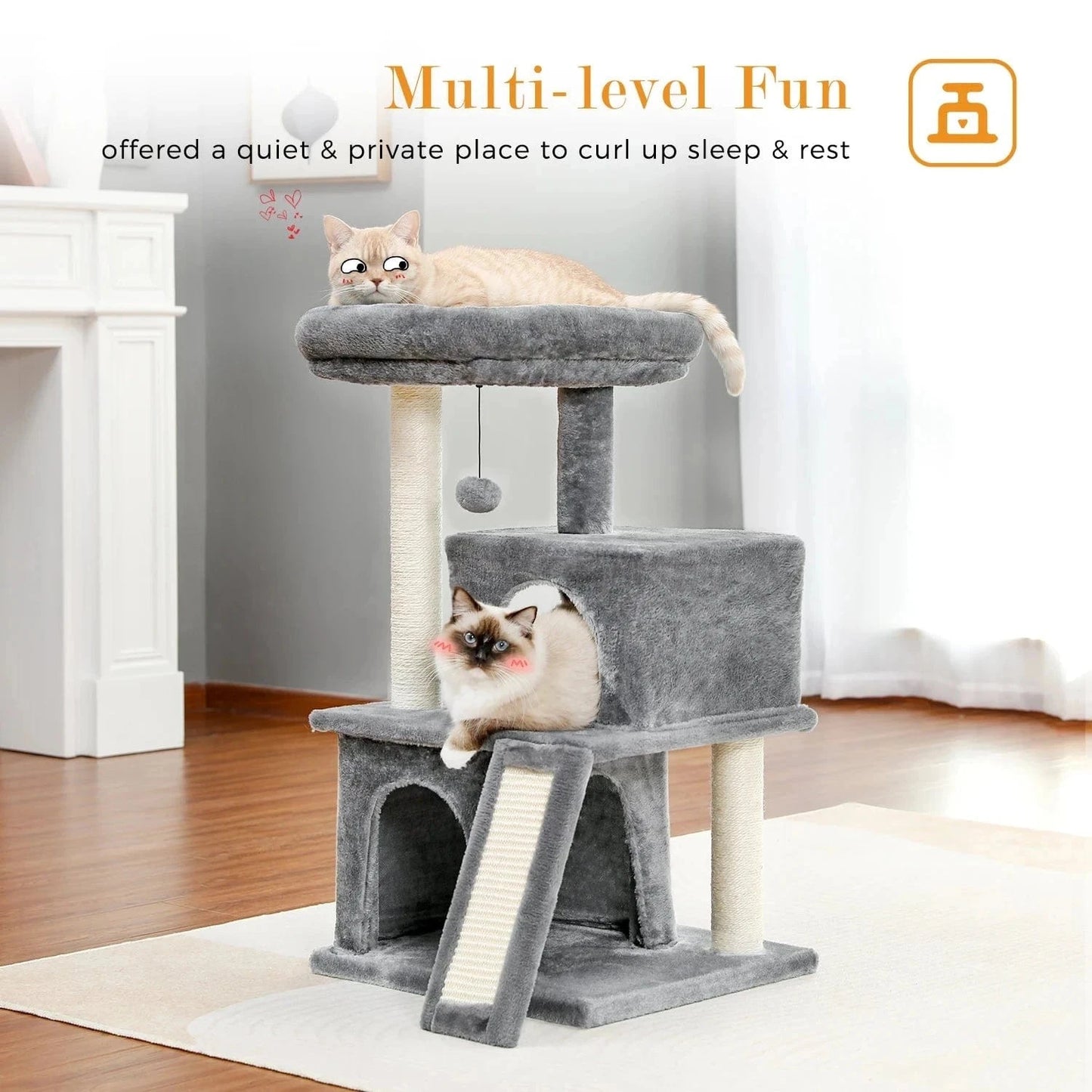 Snuffle Snouts Free Shipping Multi-Level Cat Tree For Cats With Cozy Perches Stable Cat Climbing Frame Cat Scratch Board Toys Cat Furniture