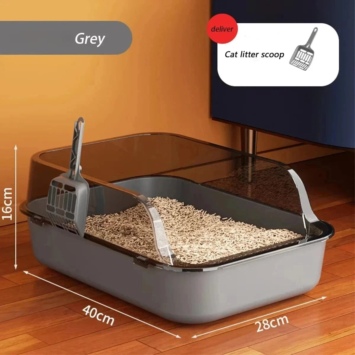 Snuffle Snouts gray Cat Litter Box Semi-closed Removable Splashproof Cats Toilet Non-Stick Large Capacity Pet Supplies Kitten Tray Cat Toilet Bowl