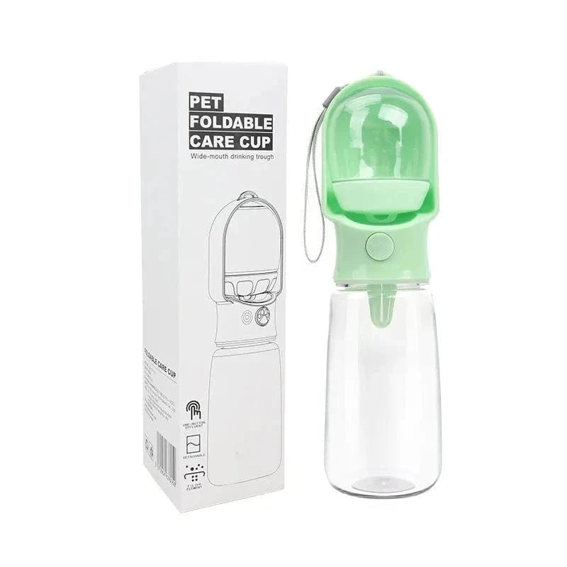 Snuffle Snouts green L500 180ML Portable Dog Water Bottle with Storage Food and Water Container for Puppy Pets Dogs Feeder Bowl Outdoor Travel Pet Supplies