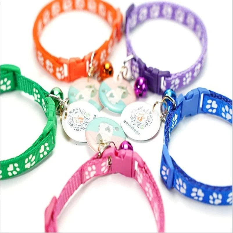 Snuffle Snouts Hot pet for cat bell collar dog print cat collar multi-color optional necklace ring cat rope collar pet supplies