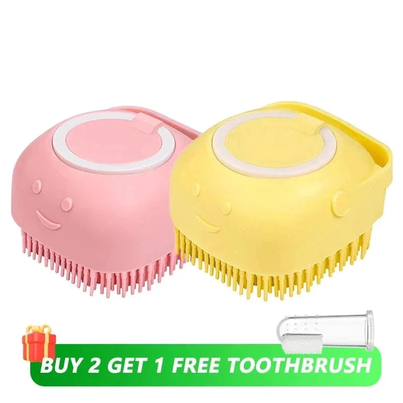 Snuffle Snouts Kit 2 Dog Bath Brush Silicone Pet Shampoo Brush Soap Dog Scrubber Cat Massage Grooming Wash Comb Soft Rubber Puppy Clean Brush