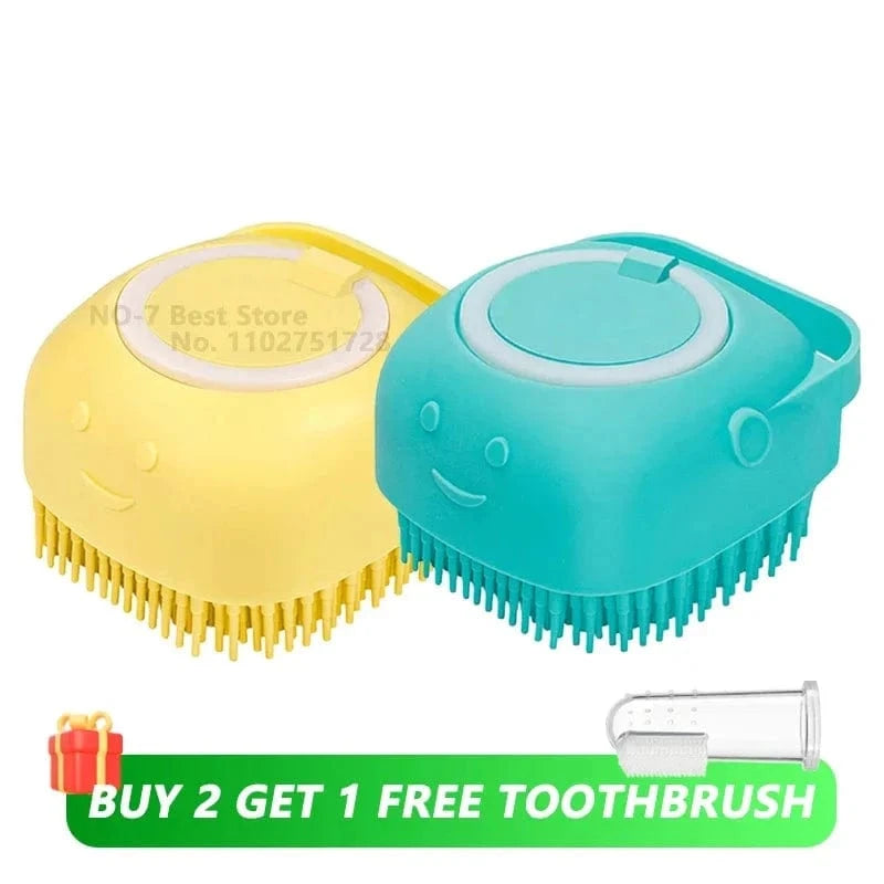 Snuffle Snouts Kit 3 Dog Bath Brush Silicone Pet Shampoo Brush Soap Dog Scrubber Cat Massage Grooming Wash Comb Soft Rubber Puppy Clean Brush