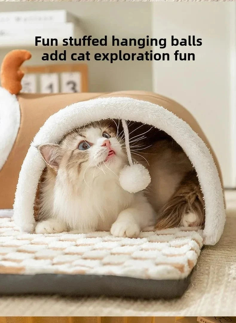 Snuffle Snouts New 2024 Autumn and Winter Cat Elk Hide and Seek Cat Tunnel Play Sleeping Integrated Pet Nest Kennel Small Dog Accessories