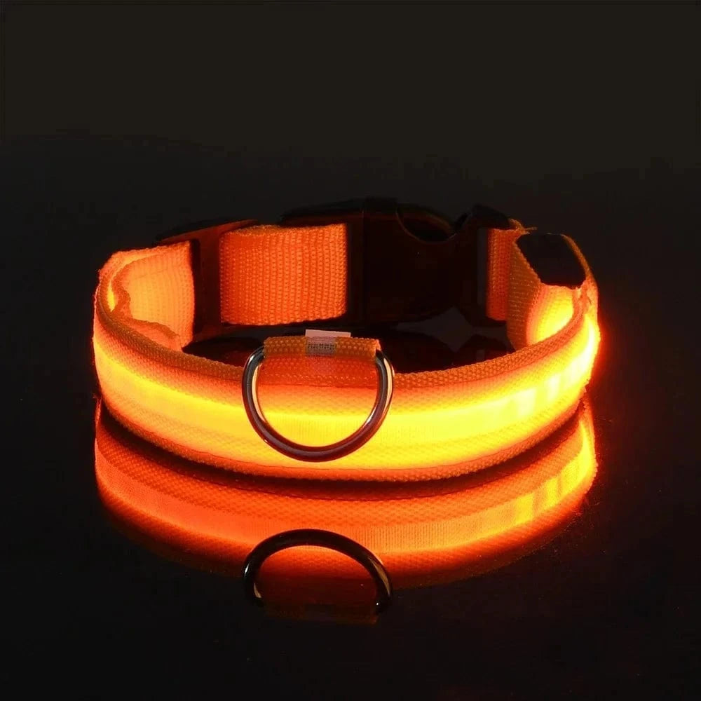 Snuffle Snouts Orange / L neck 41-52cm Dog Collar Nylon LED Night Safety Flashing Glow In The Dark Pet Dog Leash pet Dogs Luminous Fluorescent dog accessories collar