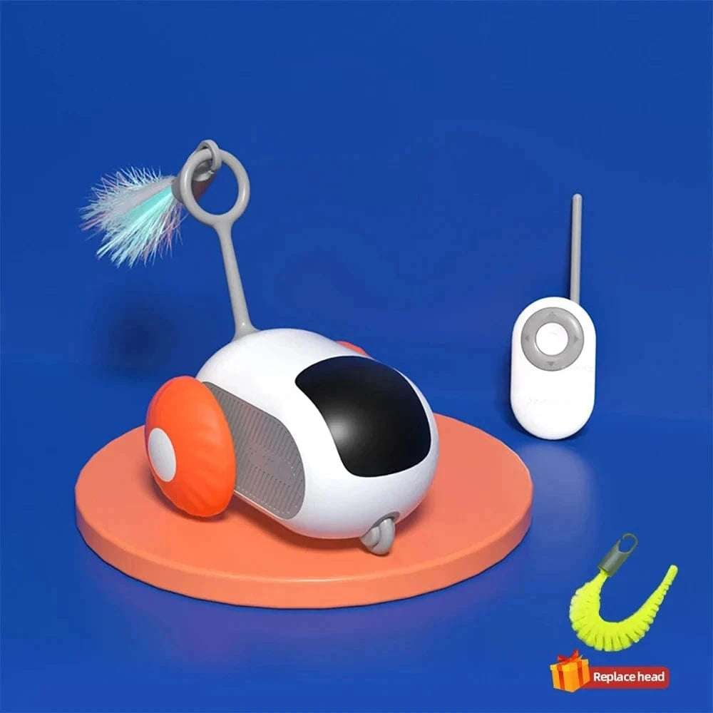 Snuffle Snouts Orange Smart Cat Toy 2 Modes Automatic Moving Remote Controlled Toy Car for Cats Dogs Interactive Playing Kitten Training Pet Supplies